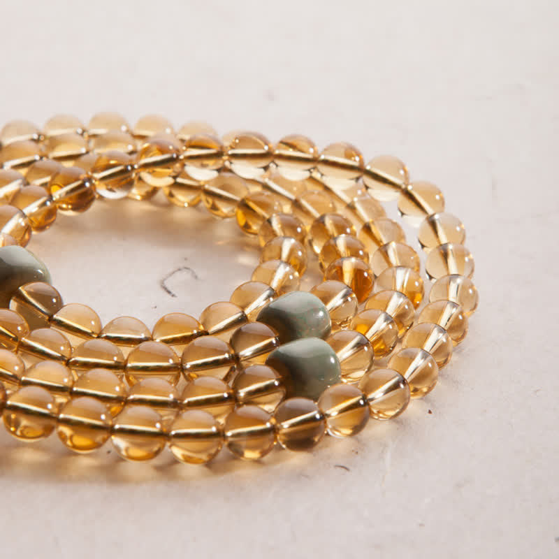 Nimara Ritual 108 Mala Beads 925 Sterling Silver Citrine Sandalwood Turquoise Protection Prosperity Bracelet