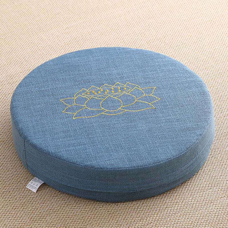 Nimara Ritual Lotus Embroidery Cotton Linen Meditation Seat Cushion