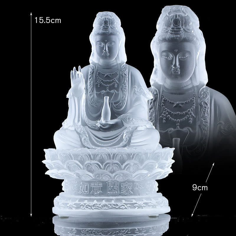 Nimara Ritual Kwan Yin Avalokitesvara Handmade Figurine Liuli Crystal Art Piece Wealth Statue Home Offering Decoration