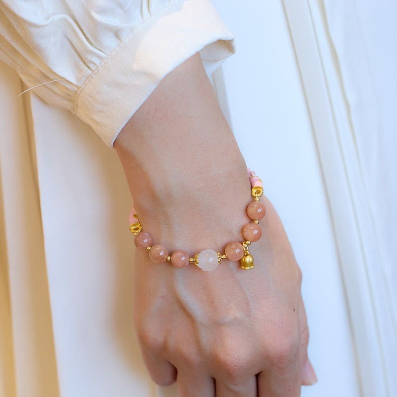 Nimara Ritual Sun Stone Golden Silk Jade Lily of the Valley Charm Positive Bracelet Bangle