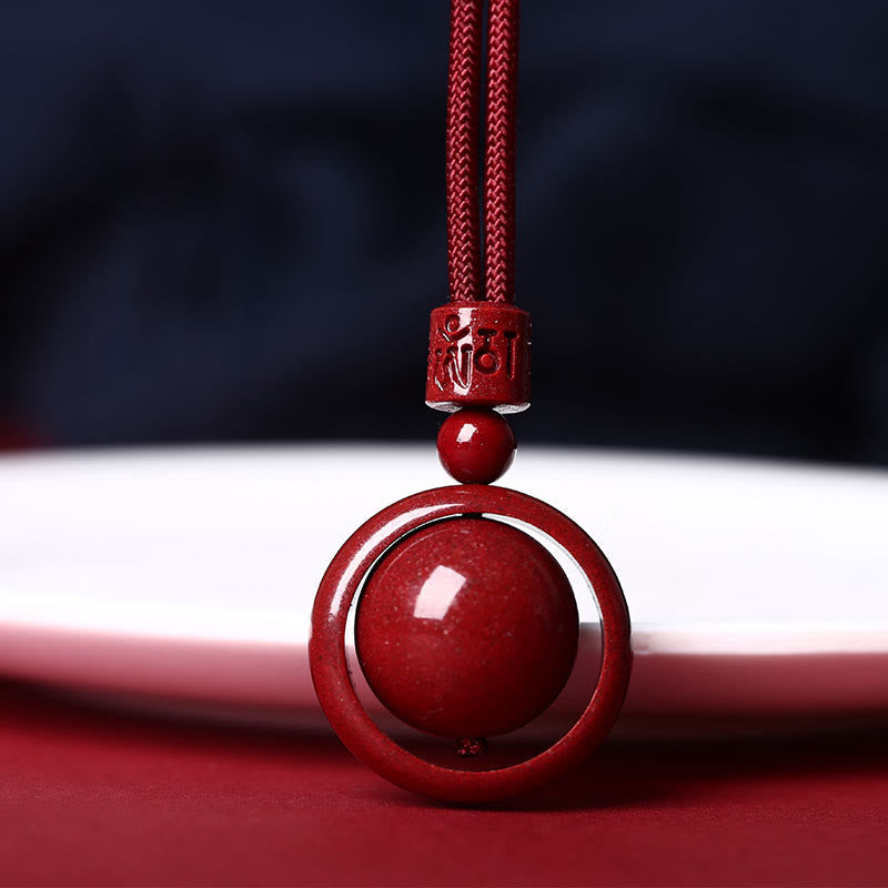 Nimara Ritual Cinnabar Om Mani Padme Hum PiXiu Blessing Lucky Bead Necklace Pendant