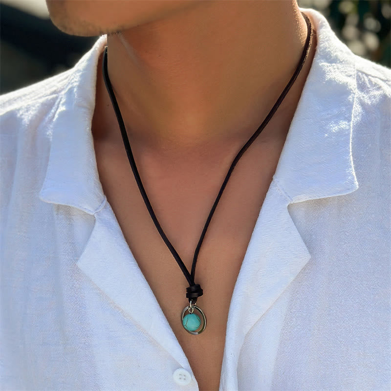 Nimara Ritual Round Turquoise Stone Protection Strength Necklace Pendant