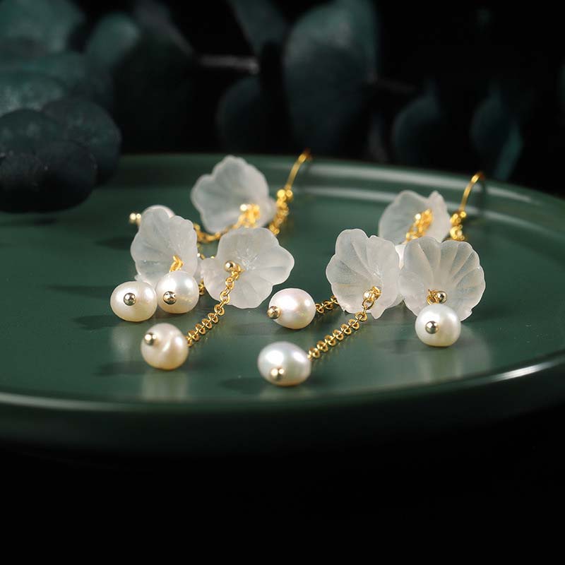 Nimara Ritual Pearl Flower Petals Luck Drop Earrings