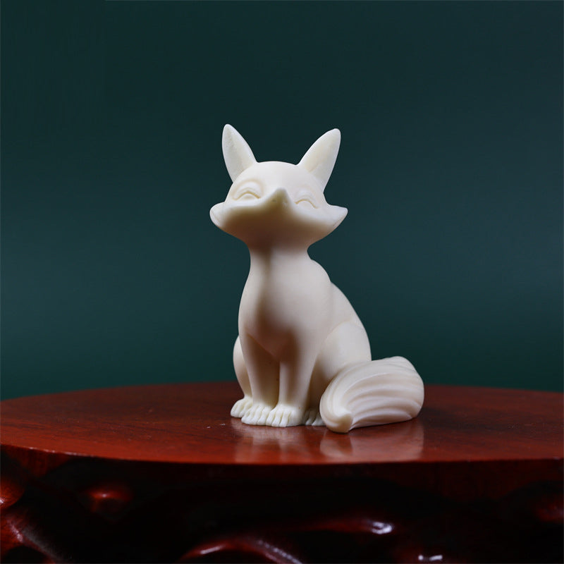 Nimara Ritual Mini Nine Tailed Fox Ivory Fruit Protection Home Decoration