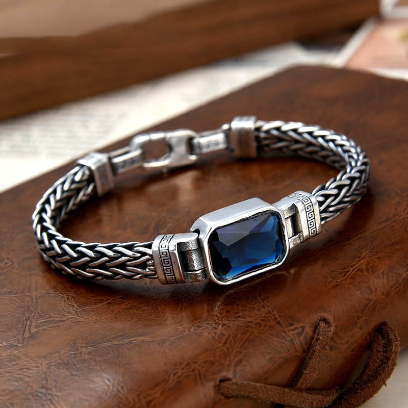 Nimara Ritual Retro Blue Acrylic Dragon Keel Braided Design Healing Wealth Buckle Bracelet