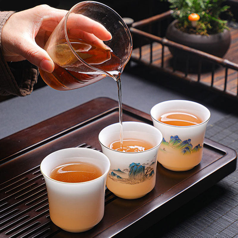 Nimara Ritual Mountains Rivers Tree Ceramic Teacup Kung Fu Tea Cup 120ml