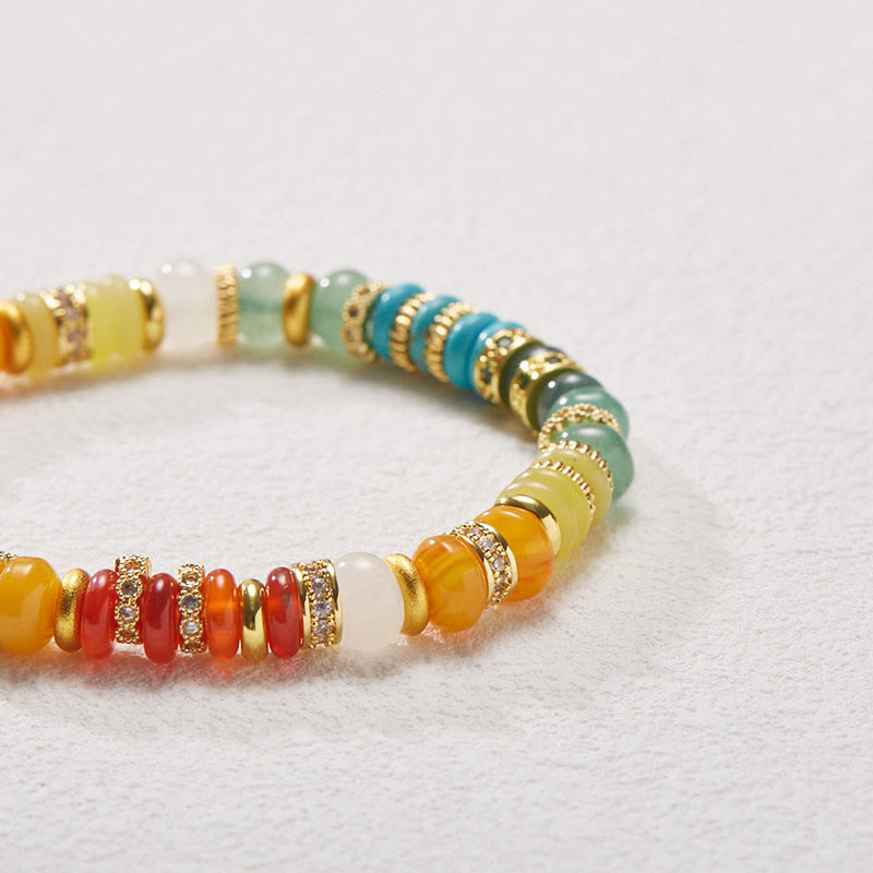Nimara Ritual Natural Red Agate Jade Rainbow Confidence Bracelet