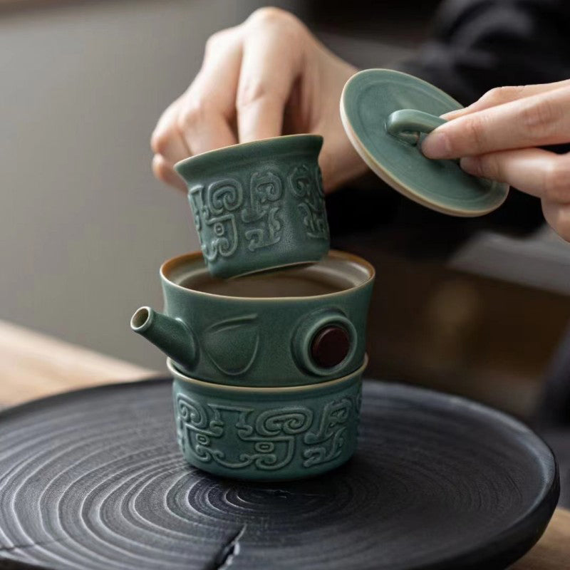 Nimara Ritual Sanxingdui Ceramic Teacup Kung Fu Tea Cup With Bag