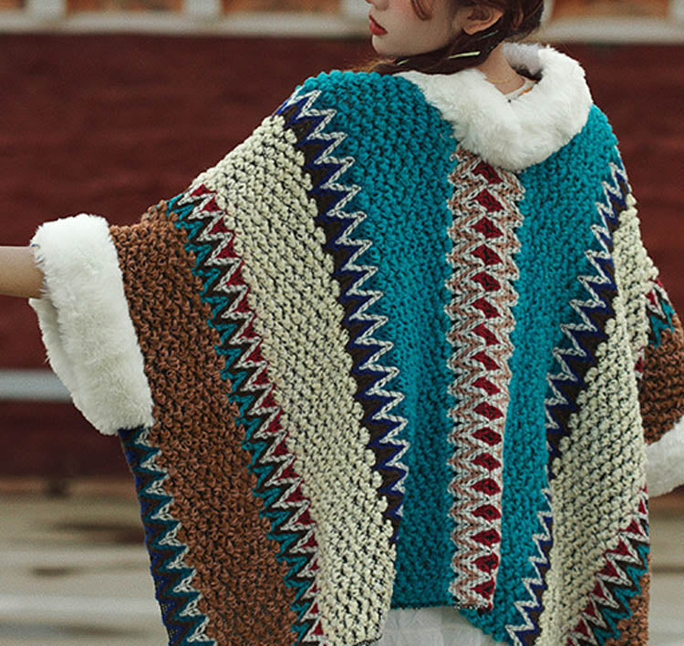 Nimara Ritual Tibetan Multicolored Striped Shawl Winter Cozy Travel Scarf Wrap