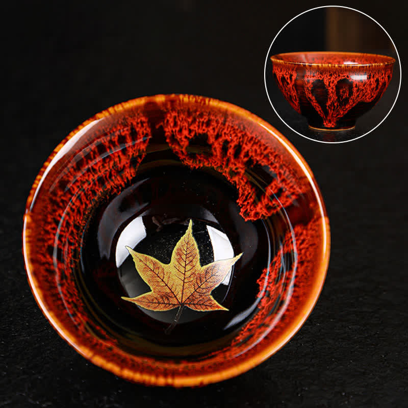 Nimara Ritual Maple Leaf Colorful Ceramic Teacup Home Tea Cups