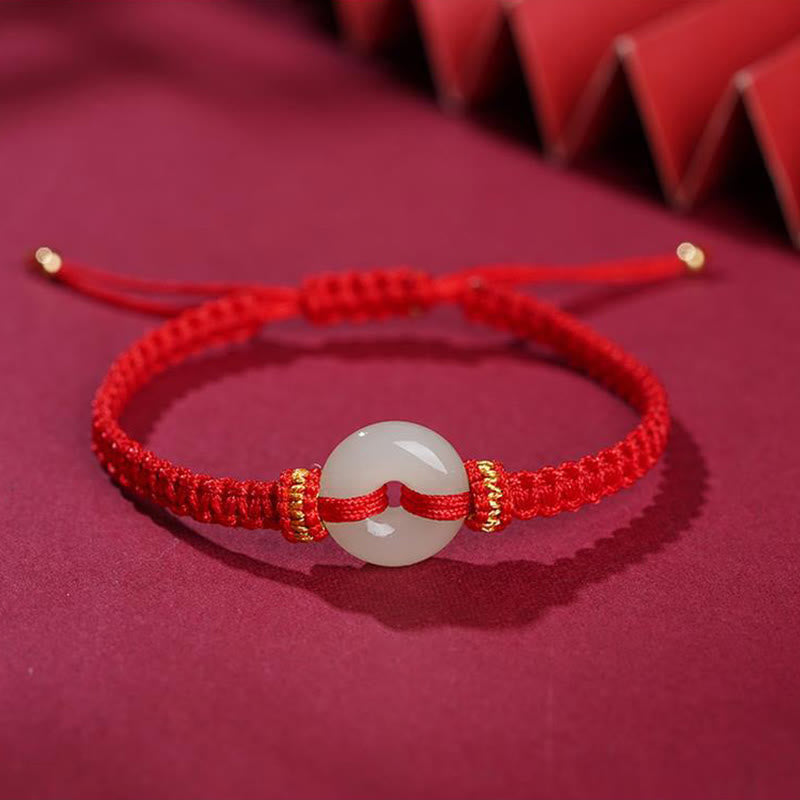 Nimara Ritual Peace Buckle Jade Abundance Braided Bracelet