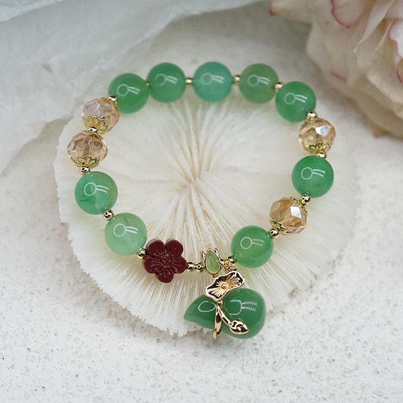 Nimara Ritual Natural Red Agate Green Agate Gourd Cinnabar Flower Beads Confidence Bracelet
