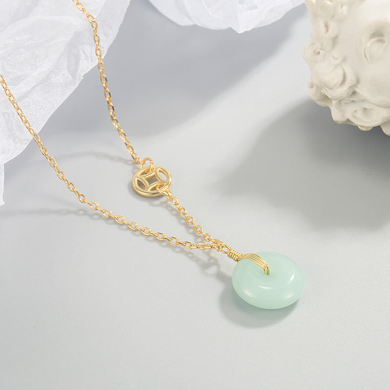 Nimara Ritual Jade Fu Character Copper Coin Peace Buckle Abundance Necklace Pendant