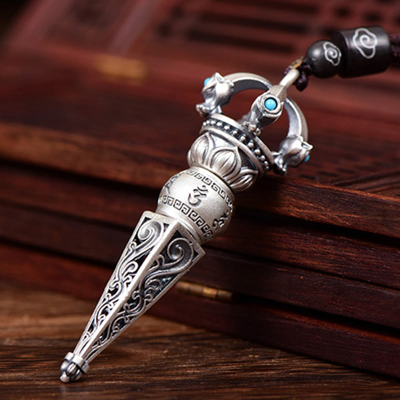 Nimara Ritual Tibetan Om Mani Padme Hum Dorje Vajra Design Wisdom Rotatable Necklace Pendant