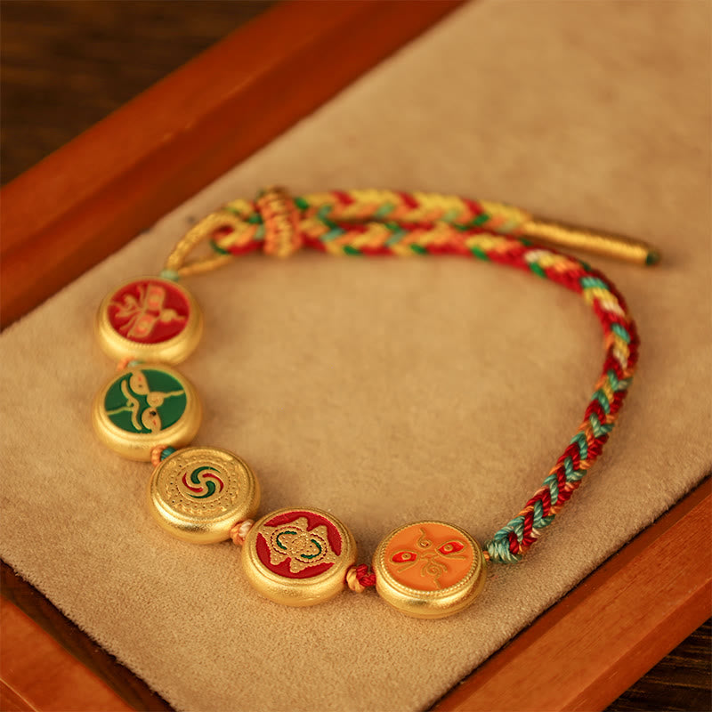 Nimara Ritual Tibetan Five God Of Wealth Colorful Rope Braided Luck Bracelet