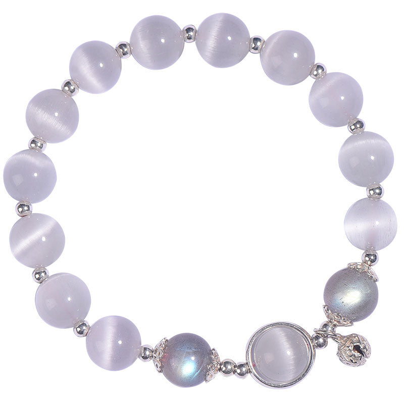 Nimara Ritual 925 Sterling Silver Cat Eye Moonstone Love Support Bracelet