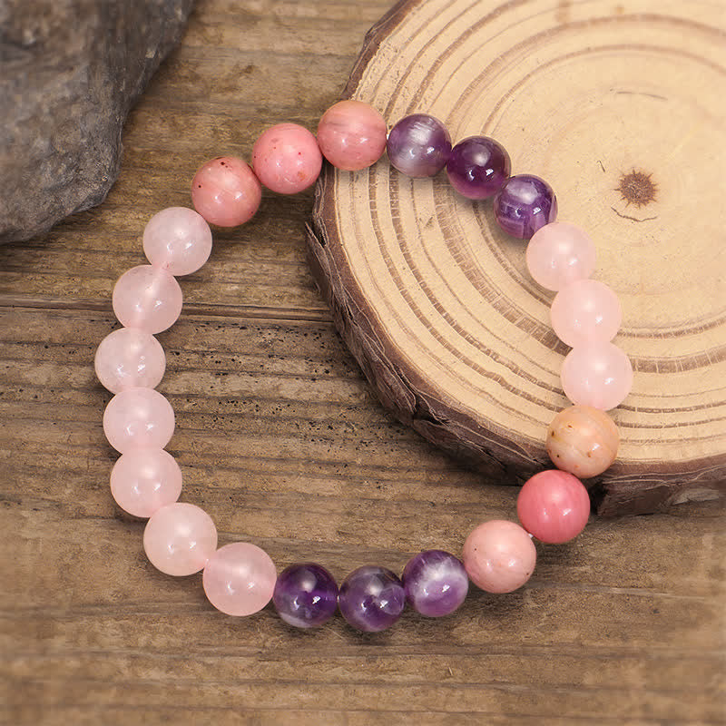 Nimara Ritual 108 Mala Beads Amethyst Rose Quartz Spiritual Healing Tassel Bracelet