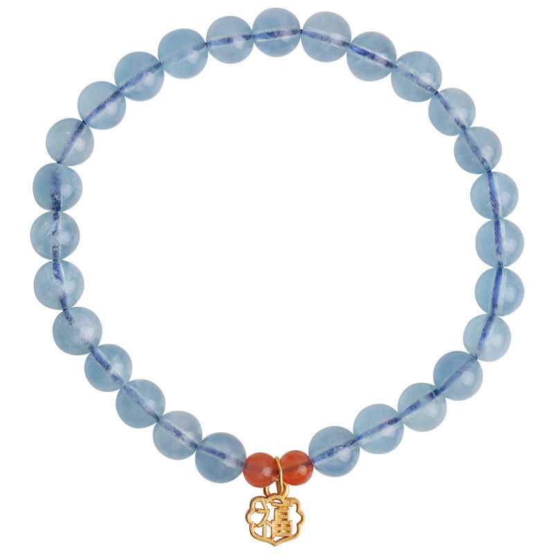 Nimara Ritual Natural Aquamarine Red Agate Healing Charm Bracelet