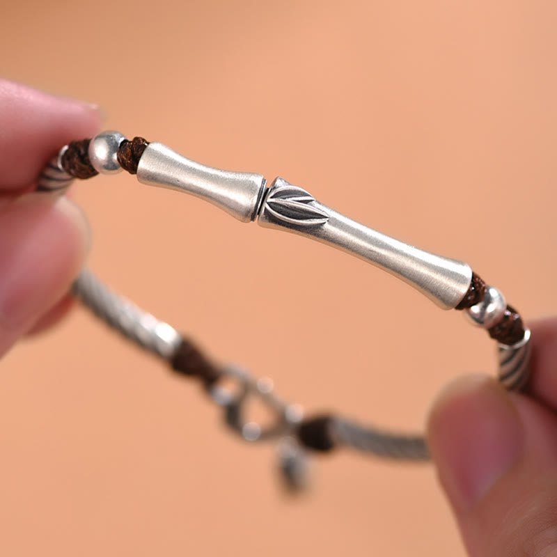 Nimara Ritual 999 Sterling Silver Bamboo Pattern Cicada Luck Wealth Bracelet