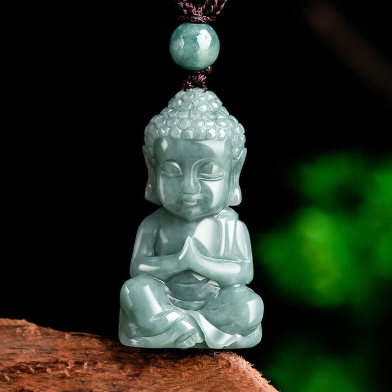 Nimara Ritual Natural Jade Meditation Buddha Amulet Serenity Necklace Pendant