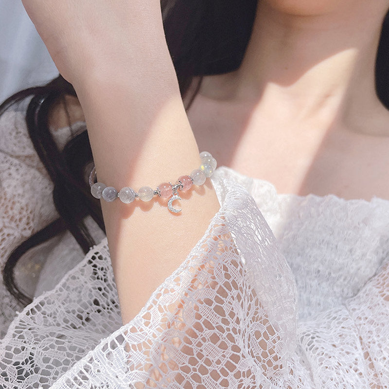 Nimara Ritual Strawberry Quartz Moonstone Luck Moon Charm Bracelet