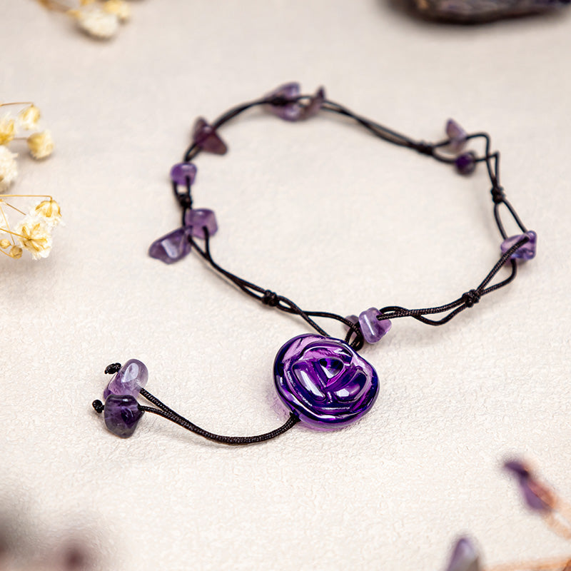 Nimara Ritual Amethyst Pink Crystal Green Aventurine Rose Inner Peace Healing Anklet