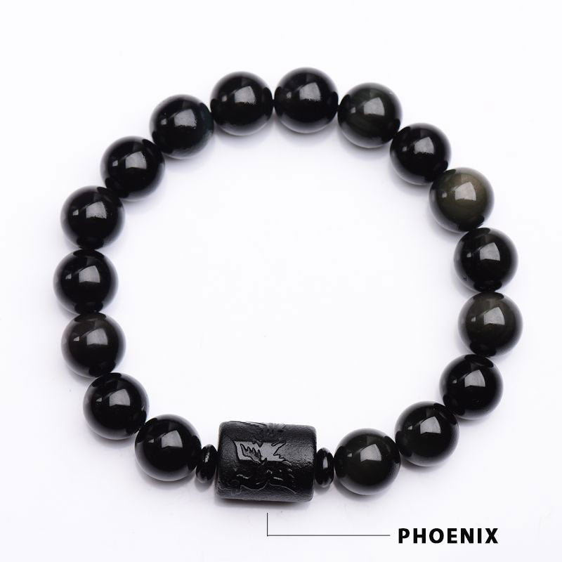 Nimara Ritual Soul Cleansing Black Obsidian Phoenix Dragon Bracelet