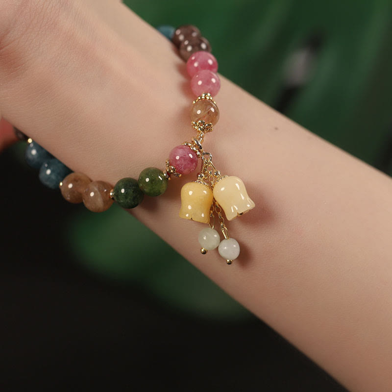 Nimara Ritual Natural Colorful Tourmaline Flower Bead Love Bracelet