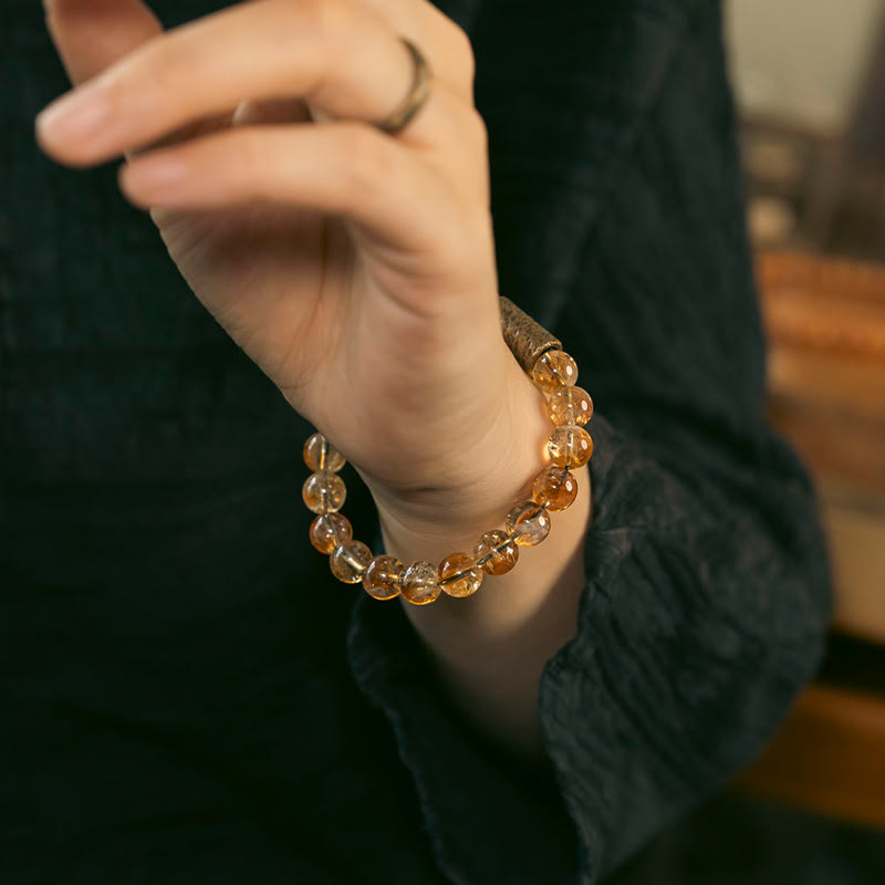 Nimara Ritual Natural Citrine Crystal Brass Bead Protection Bracelet