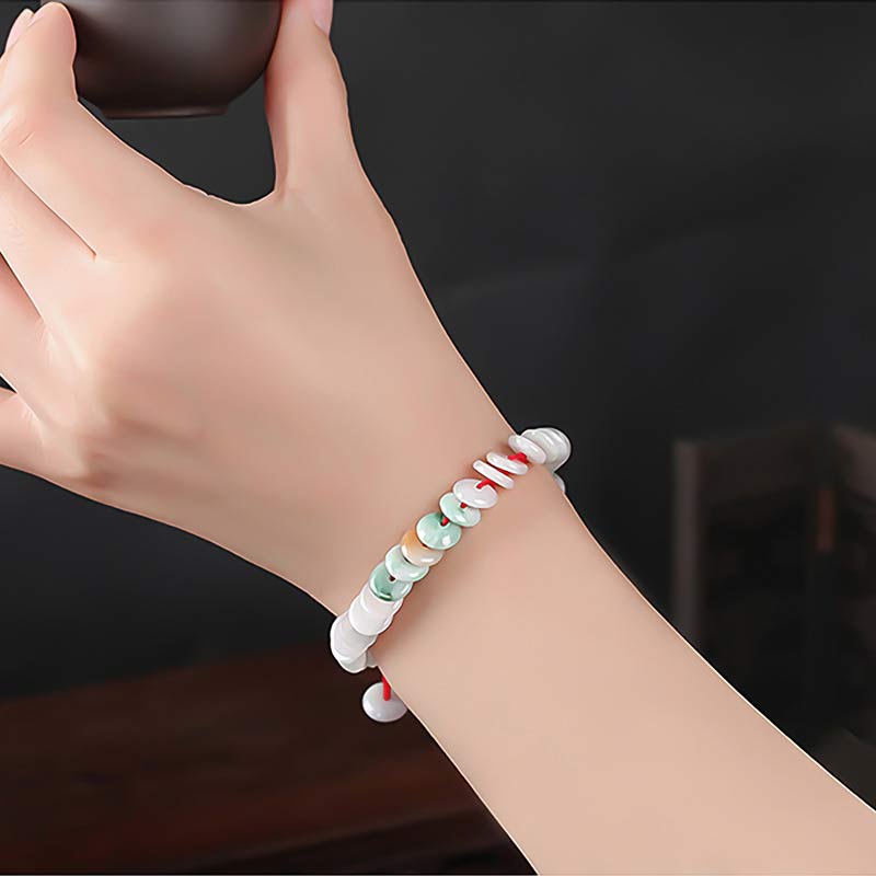 Nimara Ritual Round Jade Lucky Red String Weave Bracelet