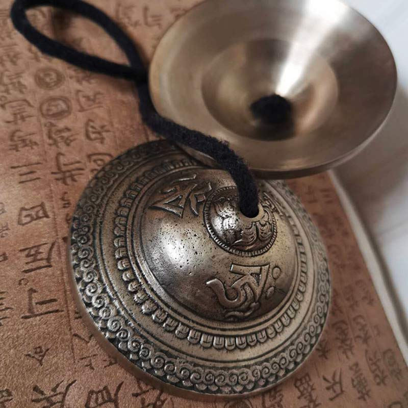 Nimara Ritual Tibetan Tingsha Bell Auspicious Cloud Six True Words Copper Wealth Decoration