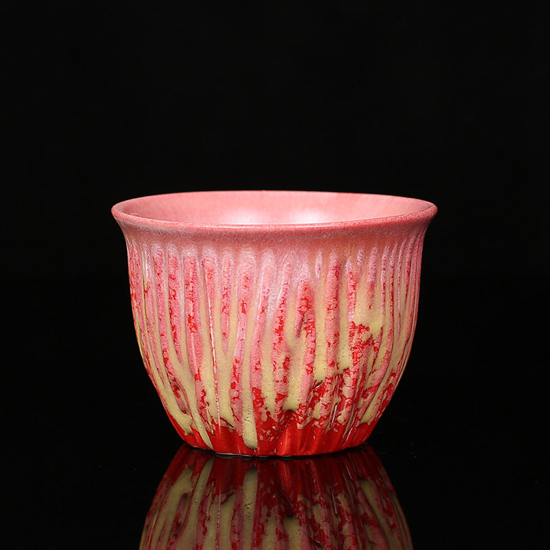 Nimara Ritual Retro Blue Red Gradient Lotus Pattern Kiln Change Ceramic Teacup Kung Fu Tea Cup Bowl