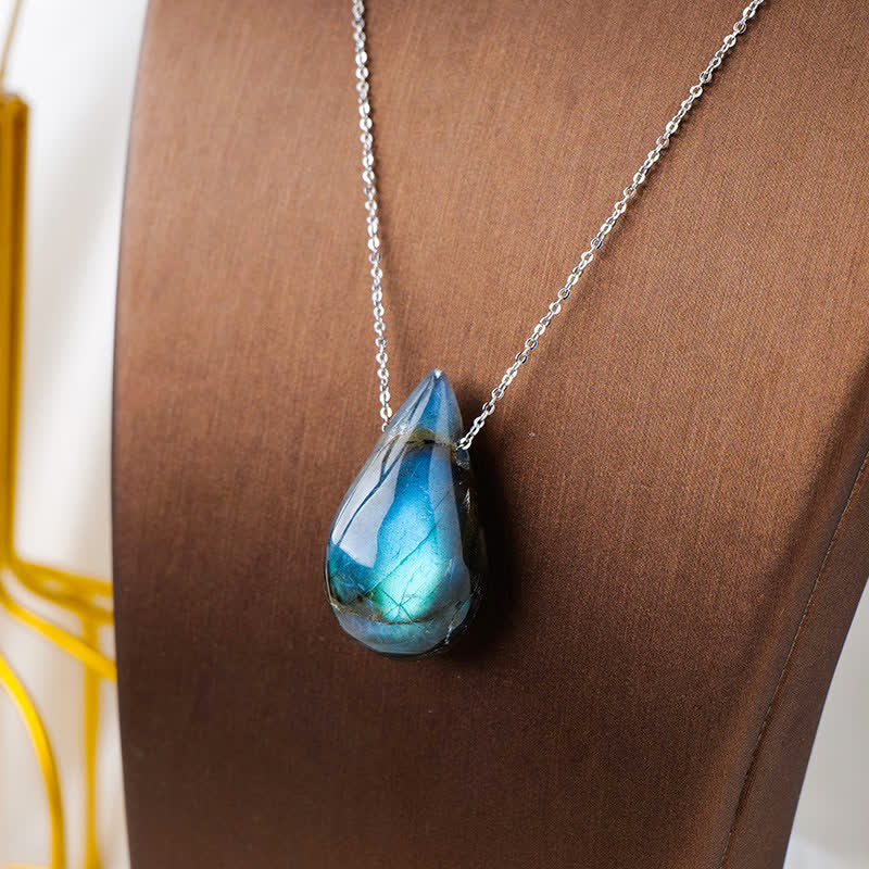 Nimara Ritual Labradorite Water Drop Support Healing Necklace Pendant
