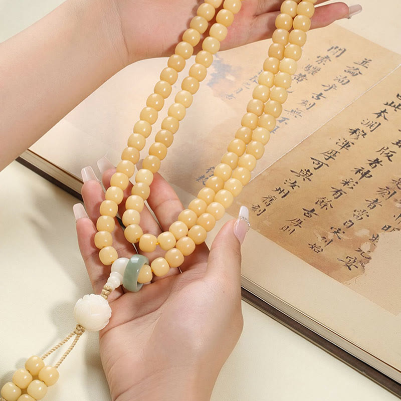 Nimara Ritual Natural Bodhi Seed Lotus Dzi Bead Peace Harmony Charm Bracelet
