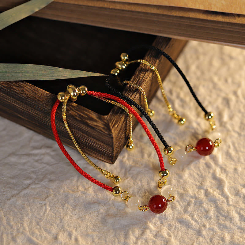 Nimara Ritual Red Agate Cat Eye Braided String Confidence Bracelet