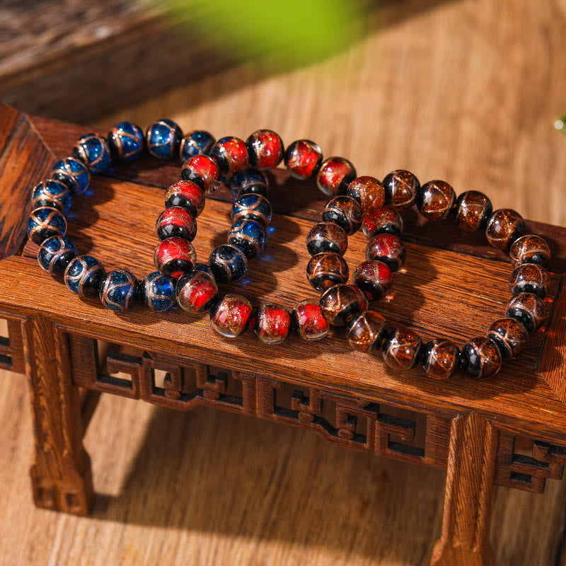 Nimara Ritual Tibetan Classic Liuli Glass Bead Luck Wealth Bracelet