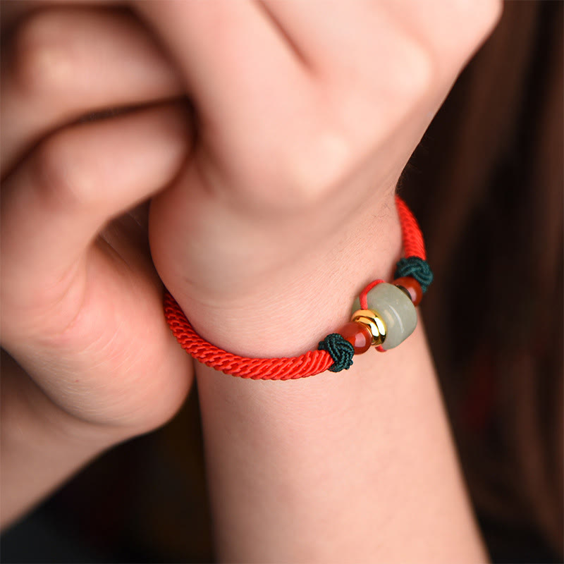 Nimara Ritual Tibetan Green Aventurine Luck Braid String Bracelet
