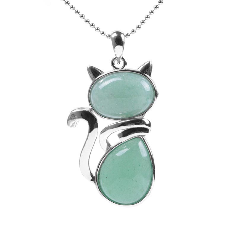 Nimara Ritual "Sending You Luck and Growth" Cat Green Aventurine Necklace Includes Gift Message Card