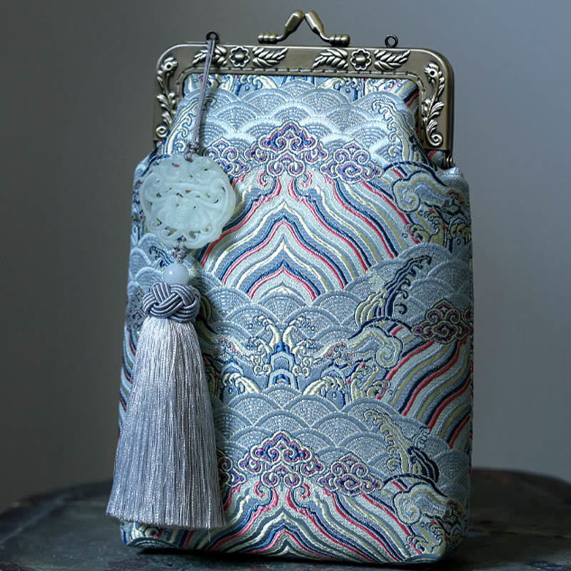 Nimara Ritual Small Blue Ocean Waves Metal Chain Crossbody Bag Shoulder Bag Cellphone Bag