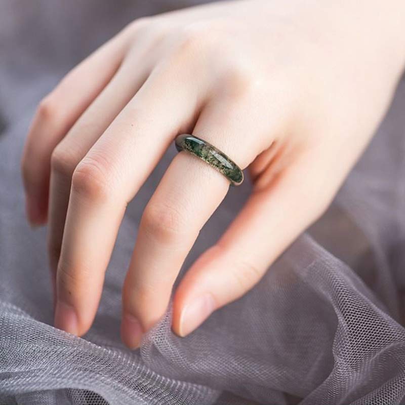 Nimara Ritual Moss Agate Healing Balance Ring
