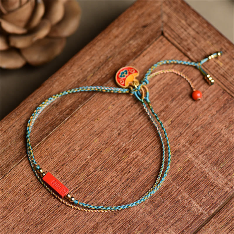 Nimara Ritual Handmade Cinnabar As One Wishes Blessing Braid Double Layer Bracelet