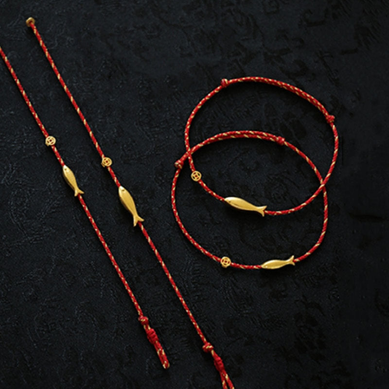 Nimara Ritual 14K Gold Plated Koi Fish Luck Wealth Braided Bracelet