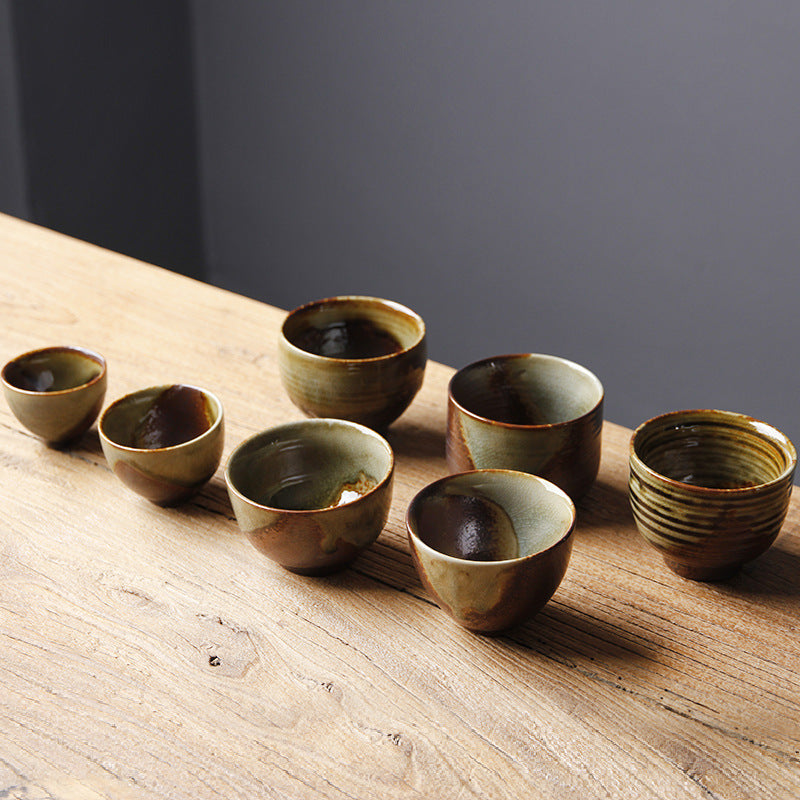 Nimara Ritual Vintage Brown Beige Kiln Change Ceramic Teacup Kung Fu Tea Cup Bowl