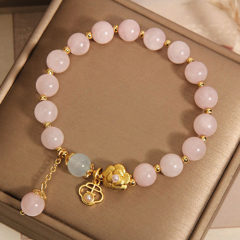Nimara Ritual Natural Pink Crystal Lucky Flower Warmth Bracelet
