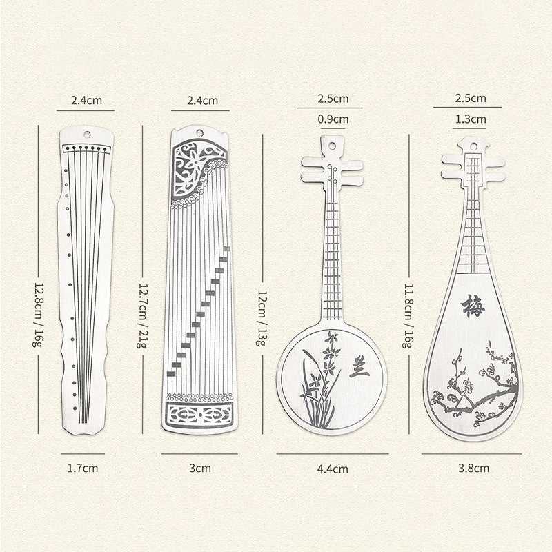 Nimara Ritual Classical Musical Instruments Pipa Guzheng Guqin Ruan Metal Bookmarks Tassel With Gift Box