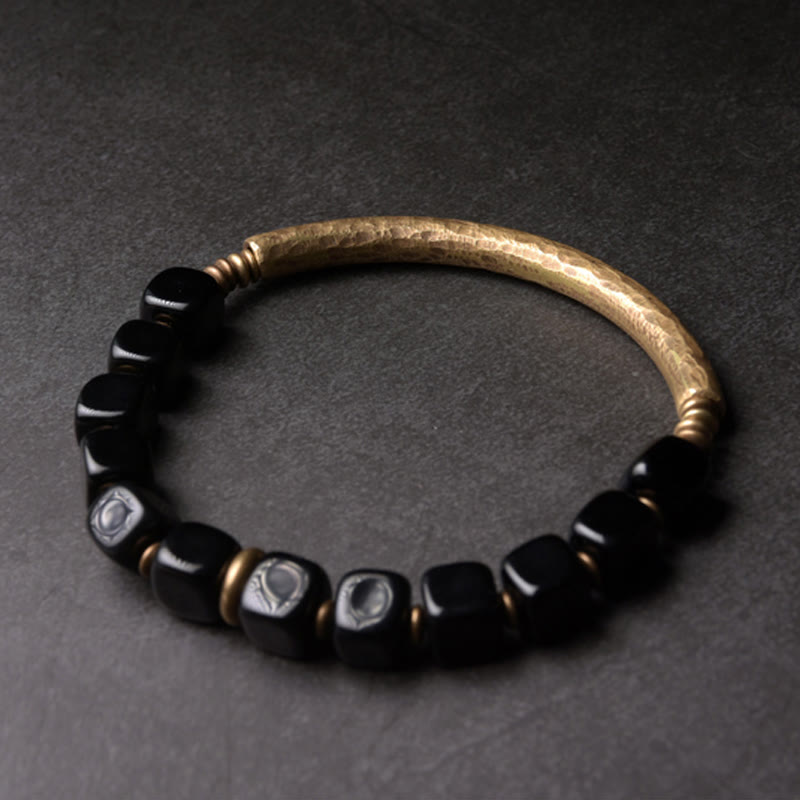 Nimara Ritual Black Obsidian Crystal Copper Strength Couple Bracelet