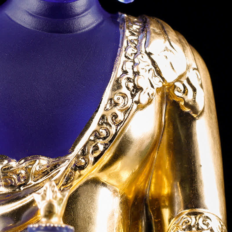 Nimara Ritual Medicine Buddha Handmade Liuli Crystal Art Piece Compassion Statue Home Office Offering Decoration