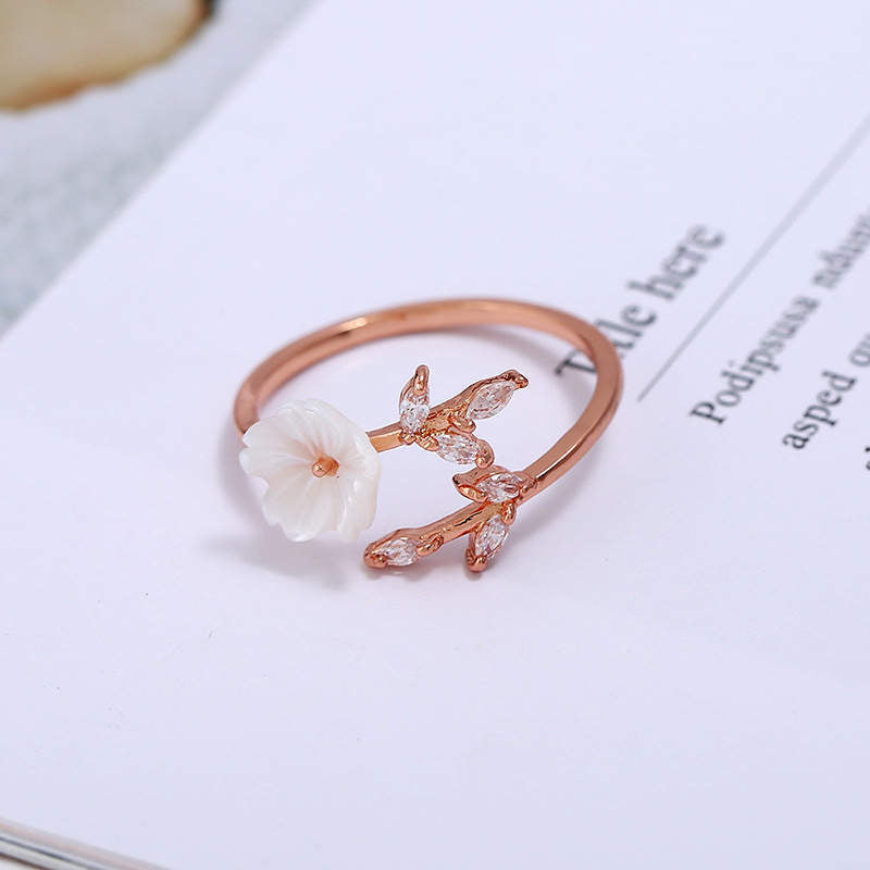 Nimara Ritual Plum Blossom Leaf Pattern Copper Luck Ring