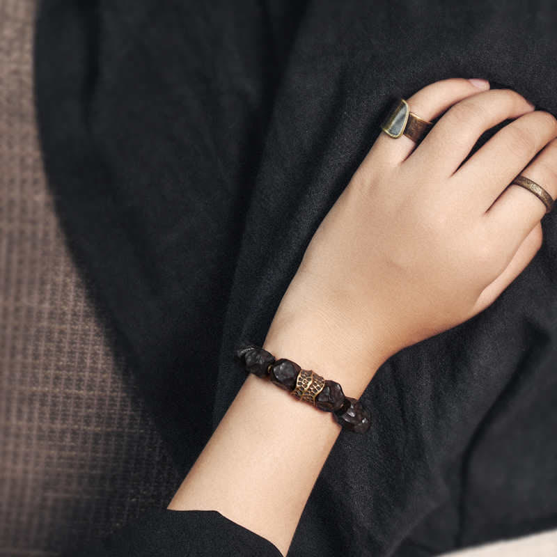 Nimara Ritual Ebony Wood Copper Peace Balance Couple Bracelet
