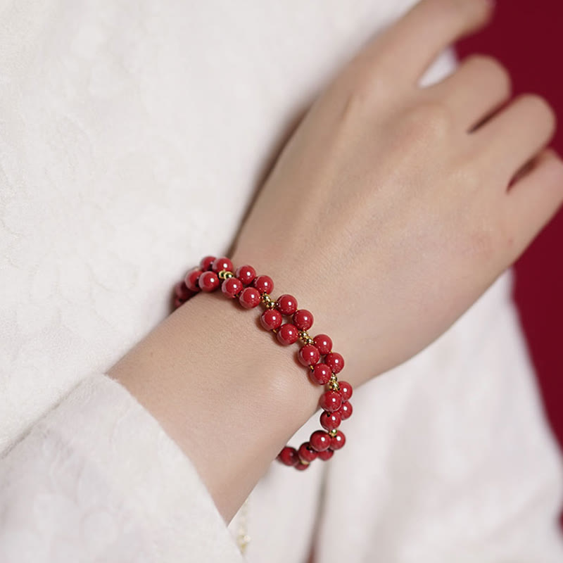 Nimara Ritual Natural Cinnabar Beaded Blessing Bracelet